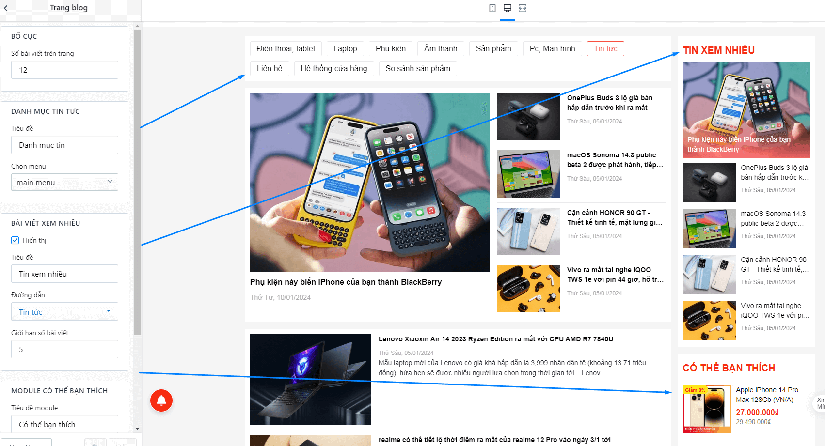 Tính năng theme Ego Mobile