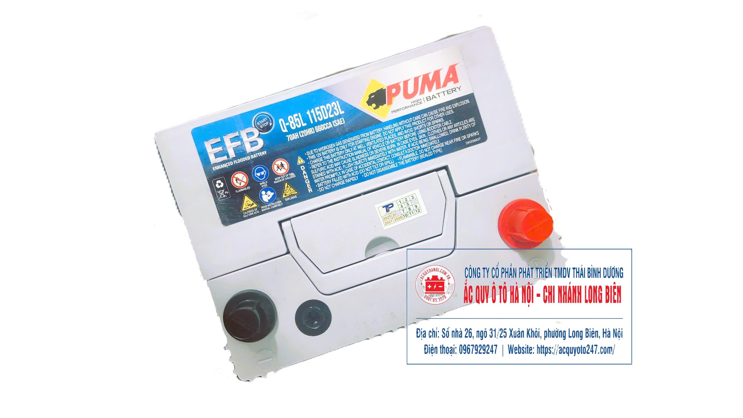 Ắc quy Puma Q85L.115D23L(70AH;660CCA)
