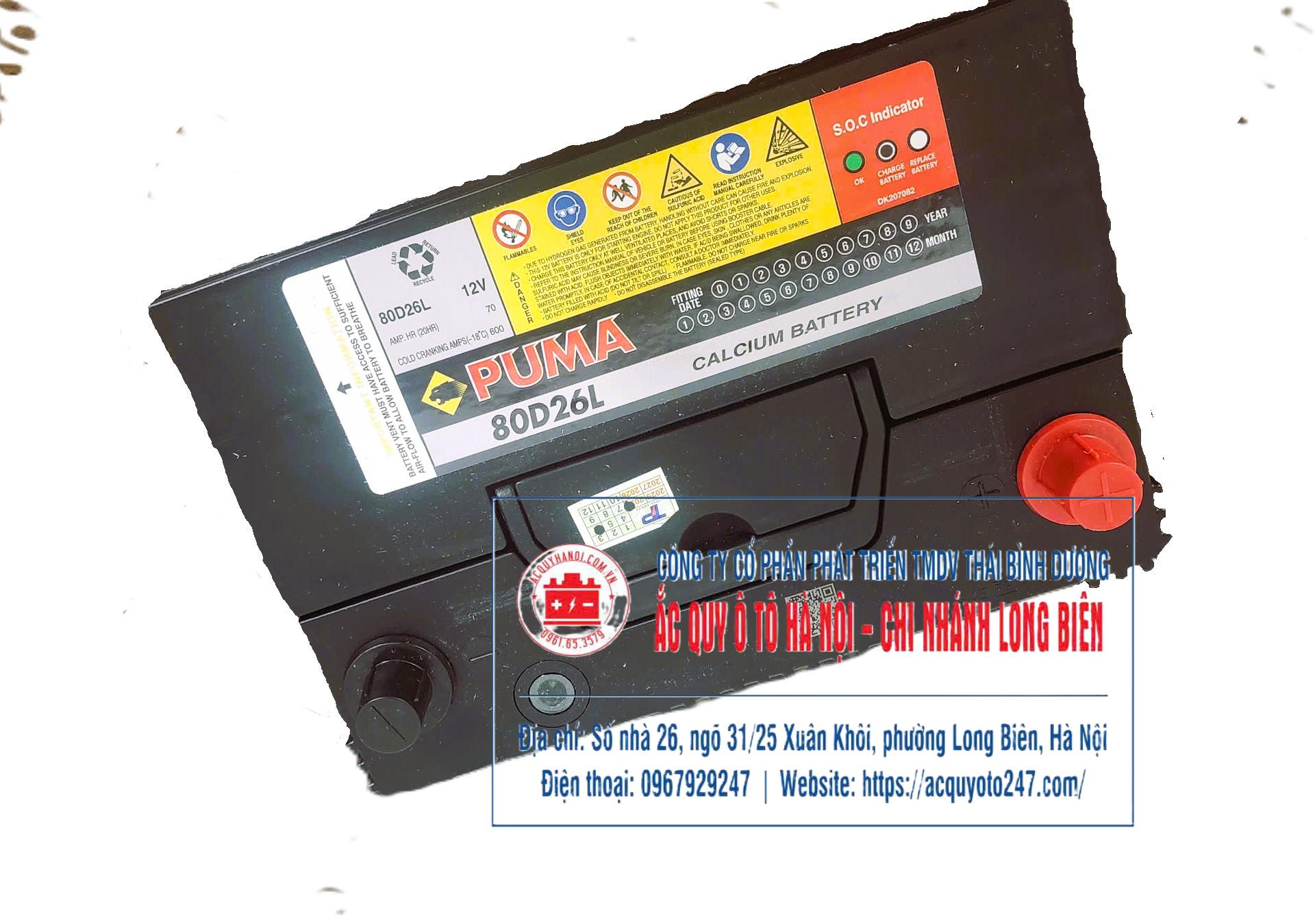 Ắc quy Puma 80D26L(70AH;600CCA)