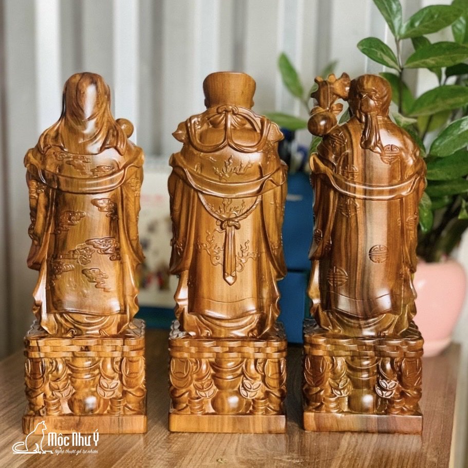 Bộ Tam Đa (Phúc-Lộc-Thọ) gỗ Bách Xanh 30cm