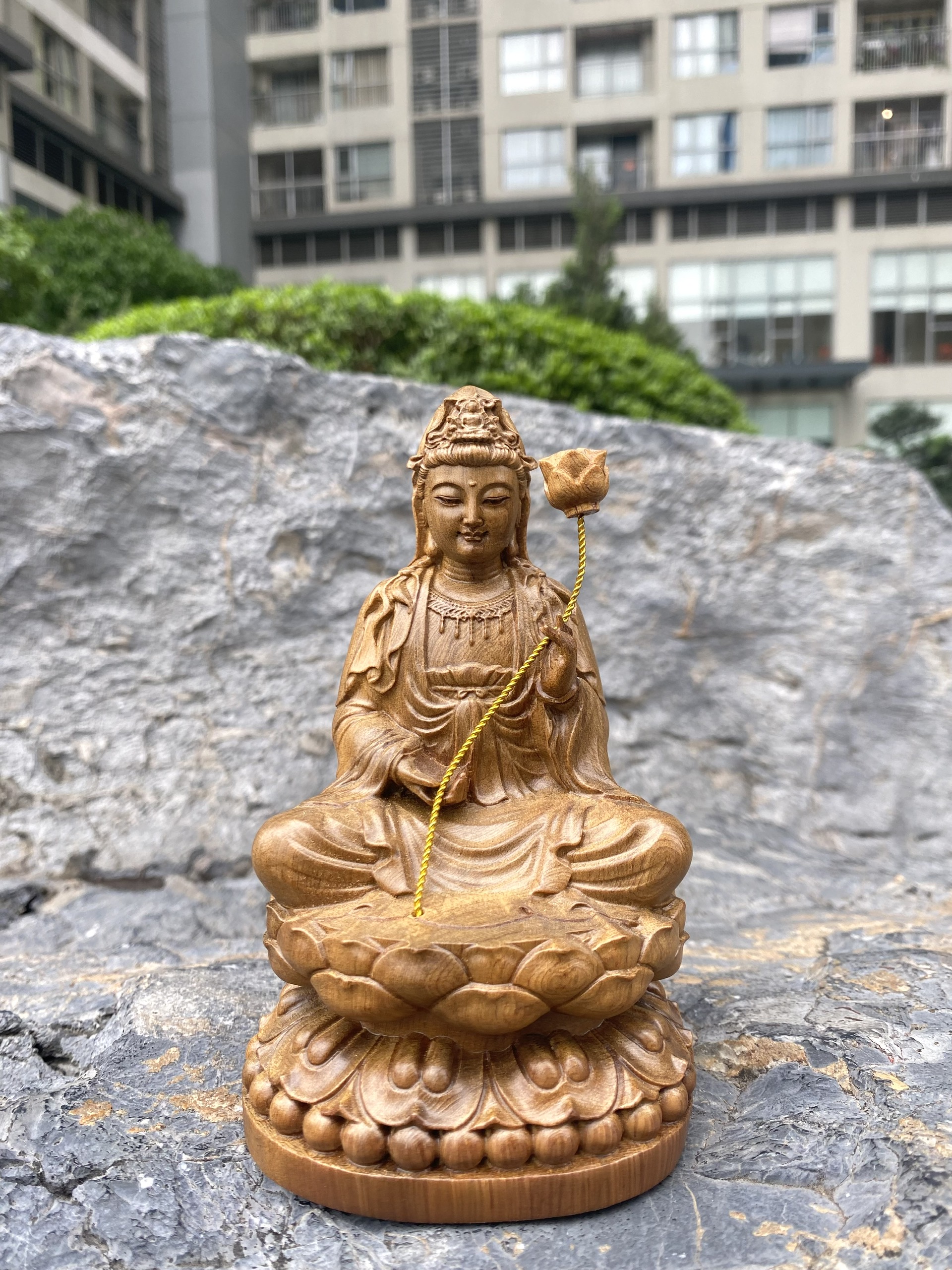 Tương Bồ Tát Đại Thế Chí gỗ Bách Xanh 20cm