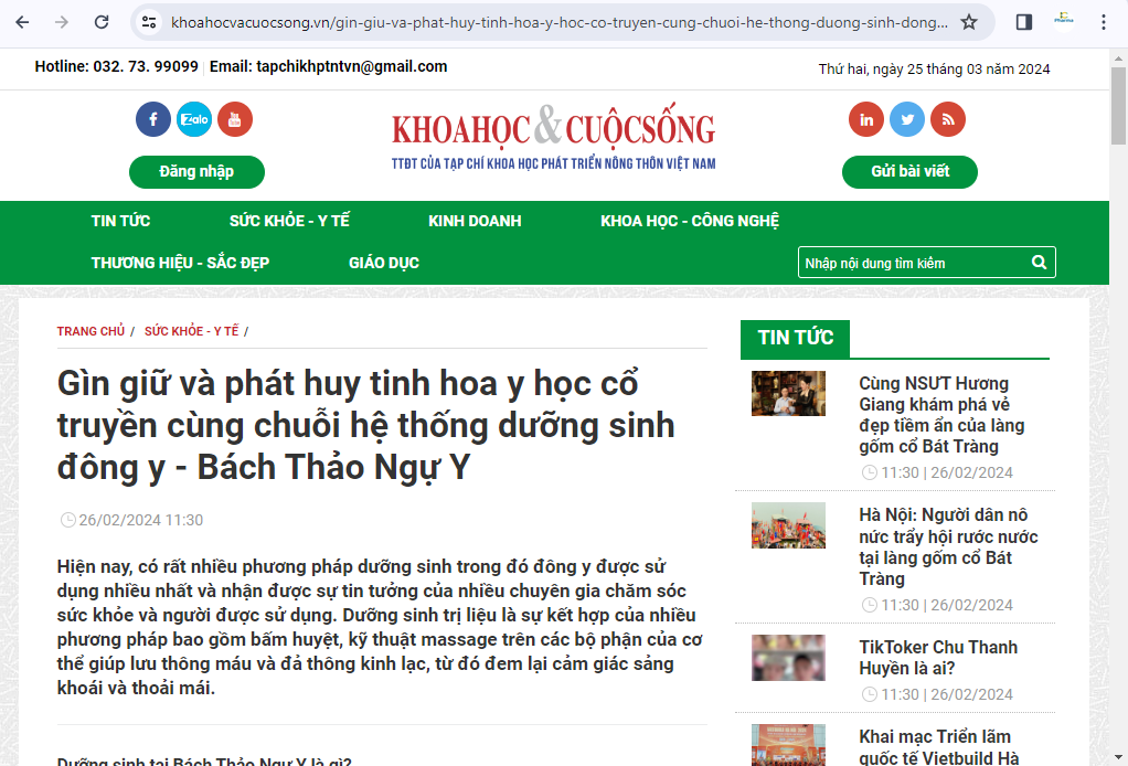 Nhượng quyền dưỡng sinh đông y