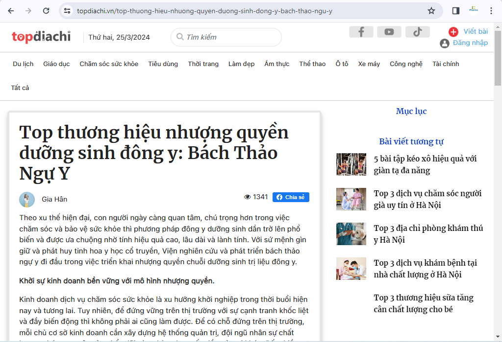 Top thương hiệu nhượng quyền dưỡng sinh đông y : Bách Thảo Ngự Y