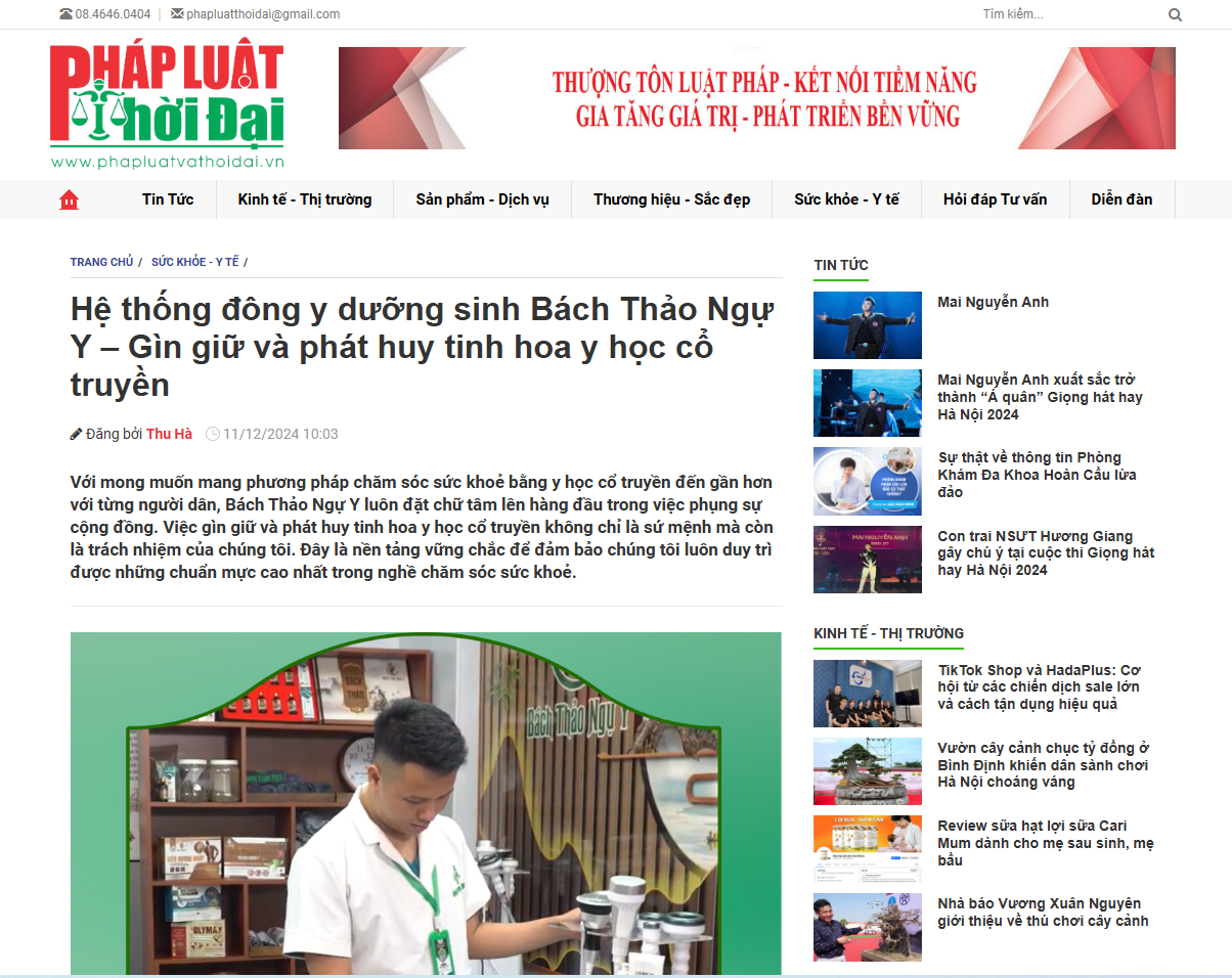 Hệ thống đông y dưỡng sinh Bách Thảo Ngự Y – Gìn giữ và phát huy tinh hoa y học cổ truyền