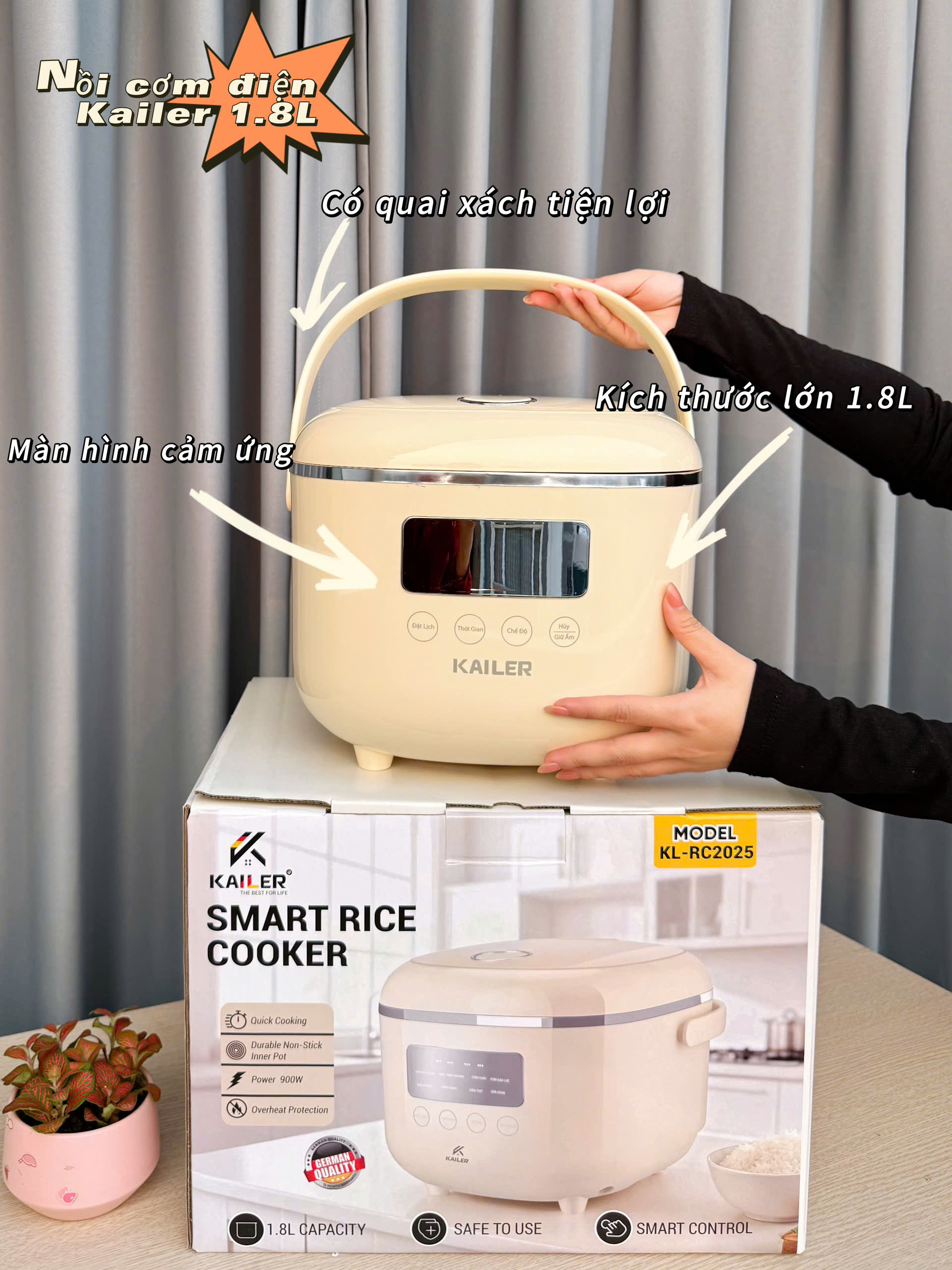 NỒI CƠM ĐIỆN 1,8L KAILER KL-RC2025