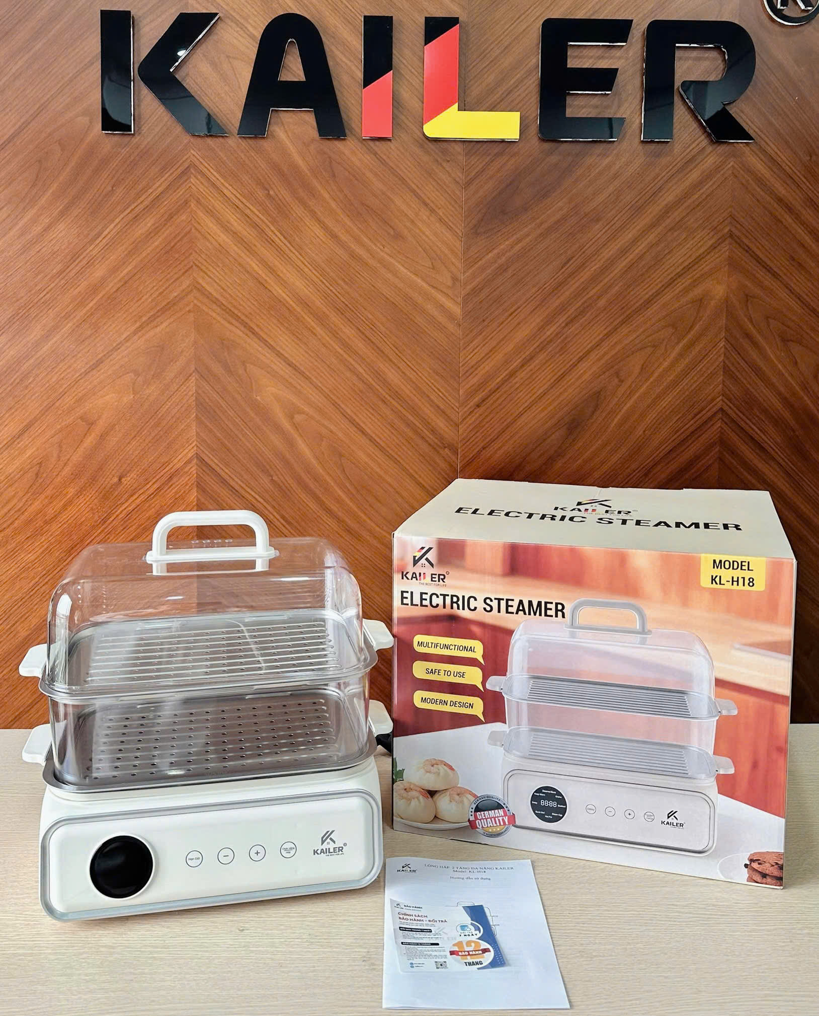 Nồi lẩu,hấp điện đa năng 2 tầng kailer model KL-H18