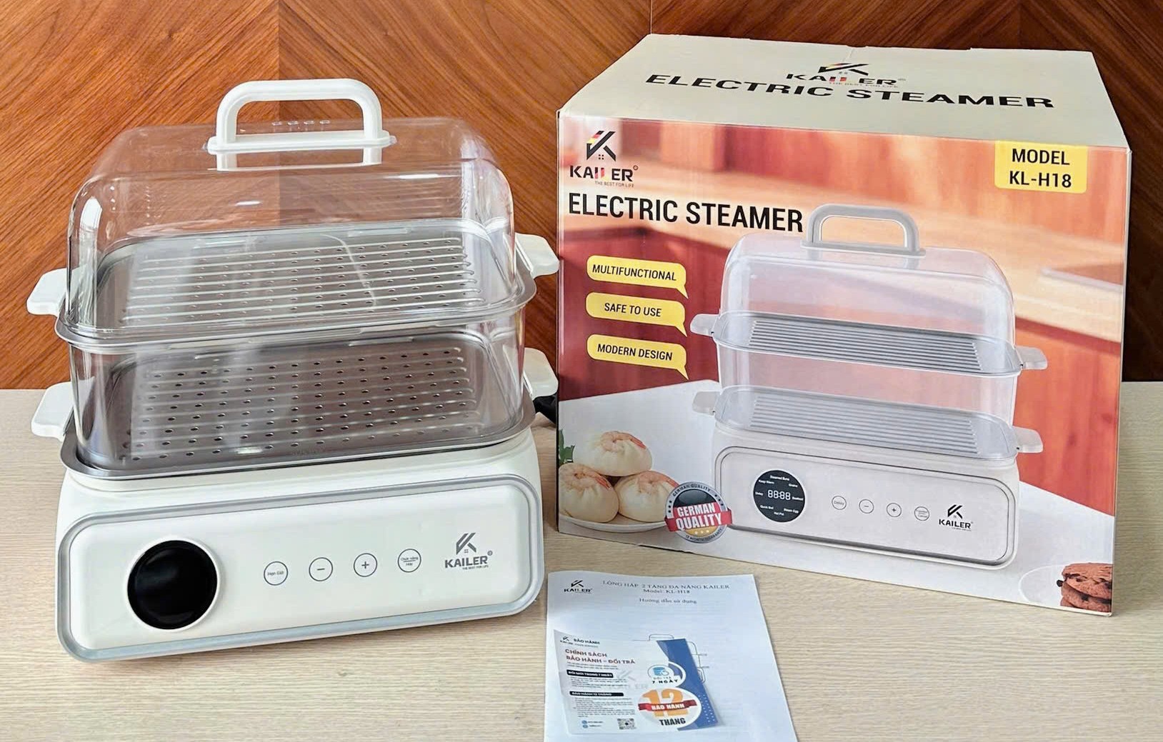 Nồi lẩu,hấp điện đa năng 2 tầng kailer model KL-H18