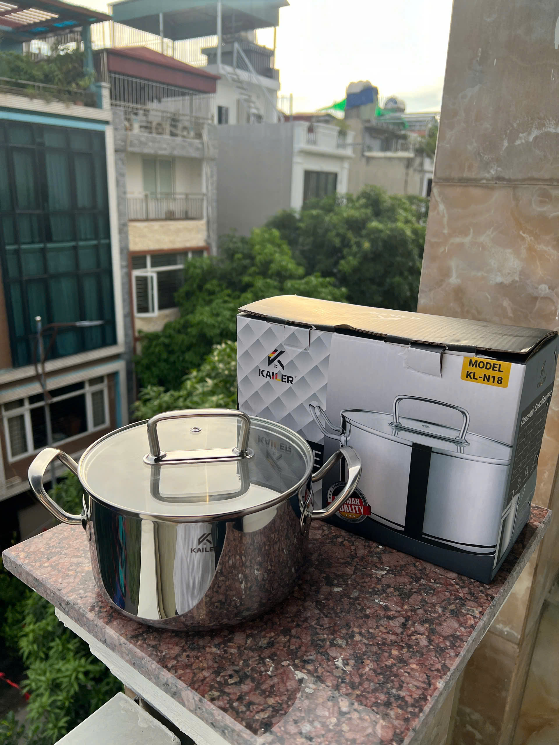 Nồi inox nắp kính Kailer size 18cm, KL-N18