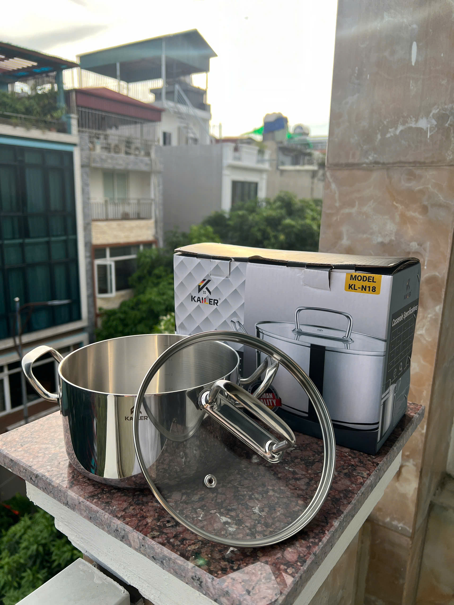 Nồi inox nắp kính Kailer size 18cm, KL-N18