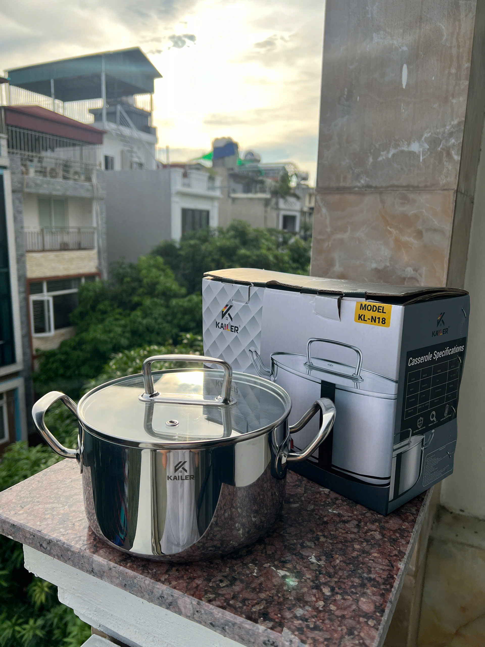 Nồi inox nắp kính Kailer size 18cm, KL-N18