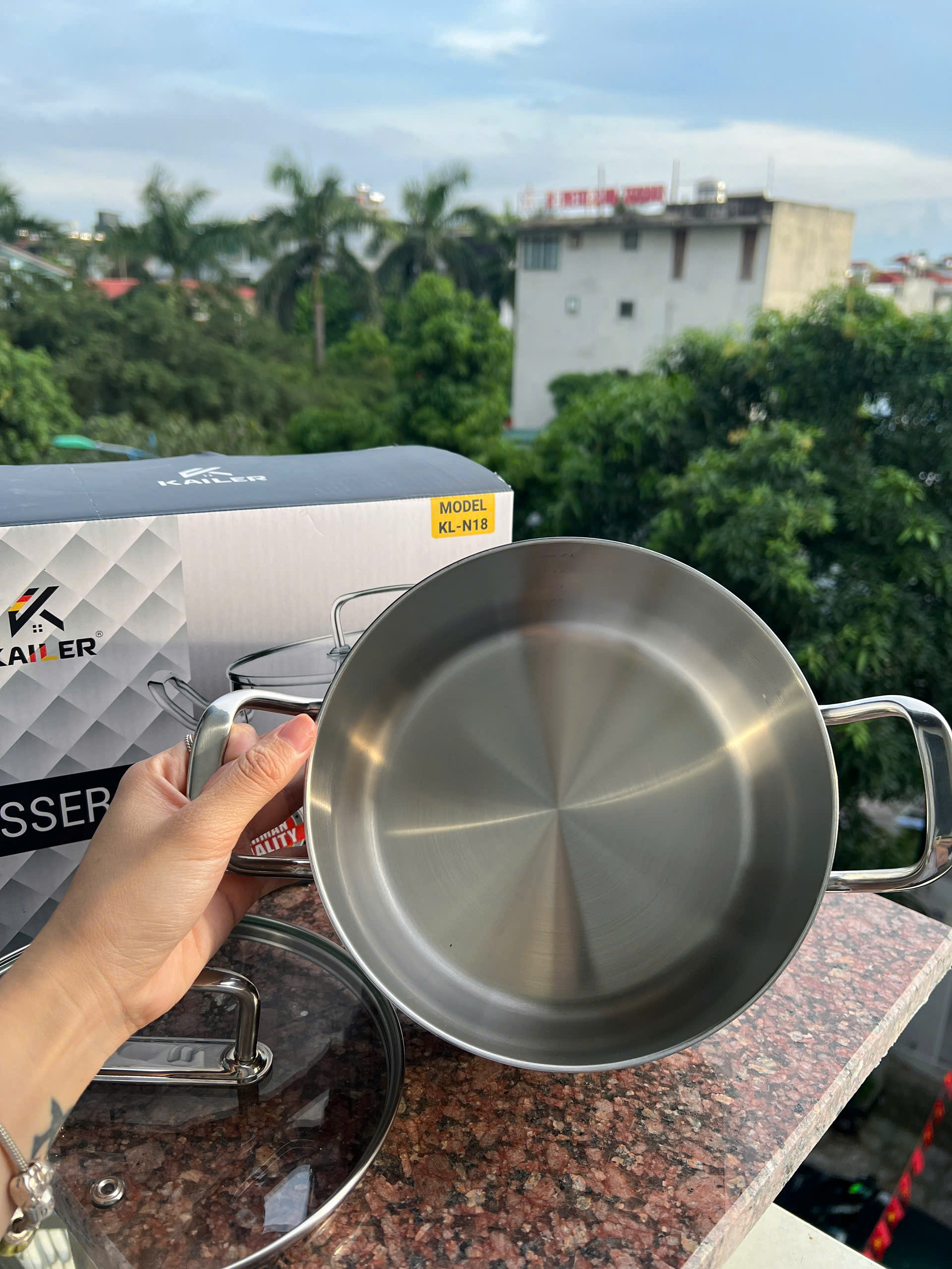 Nồi inox nắp kính Kailer size 18cm, KL-N18