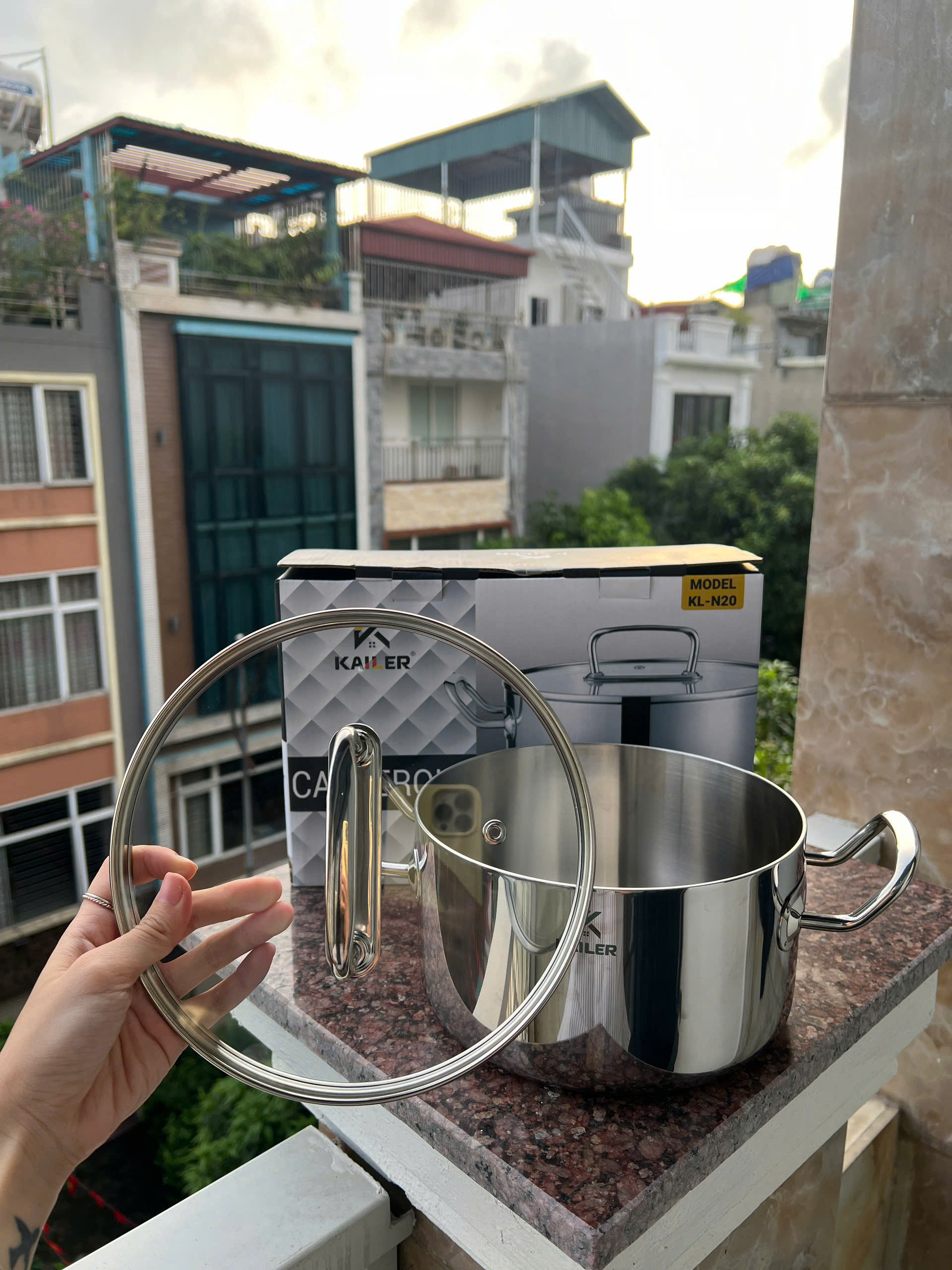 Nồi inox nắp kính Kailer size 20cm, KL-N20