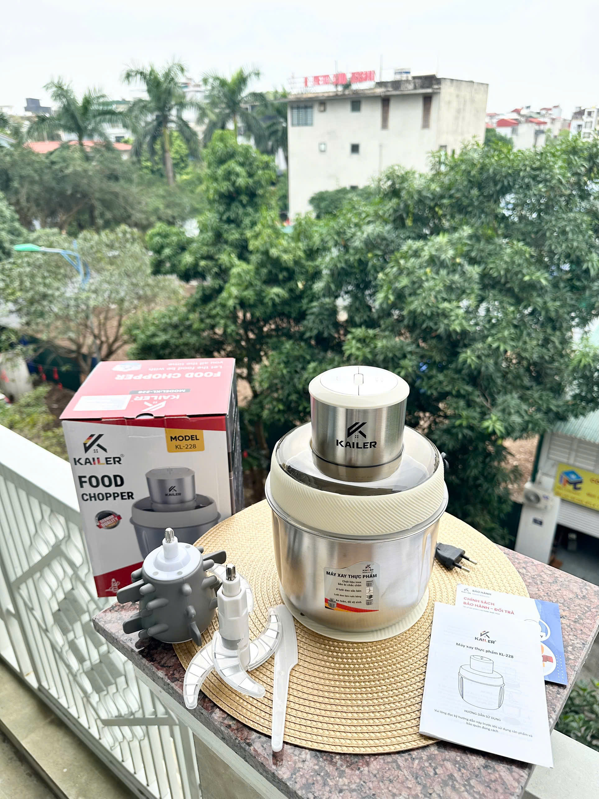 Máy xay thịt Kailer 1 cối có lõi đánh ruốc, bóc tỏi (16c/t) KL-228