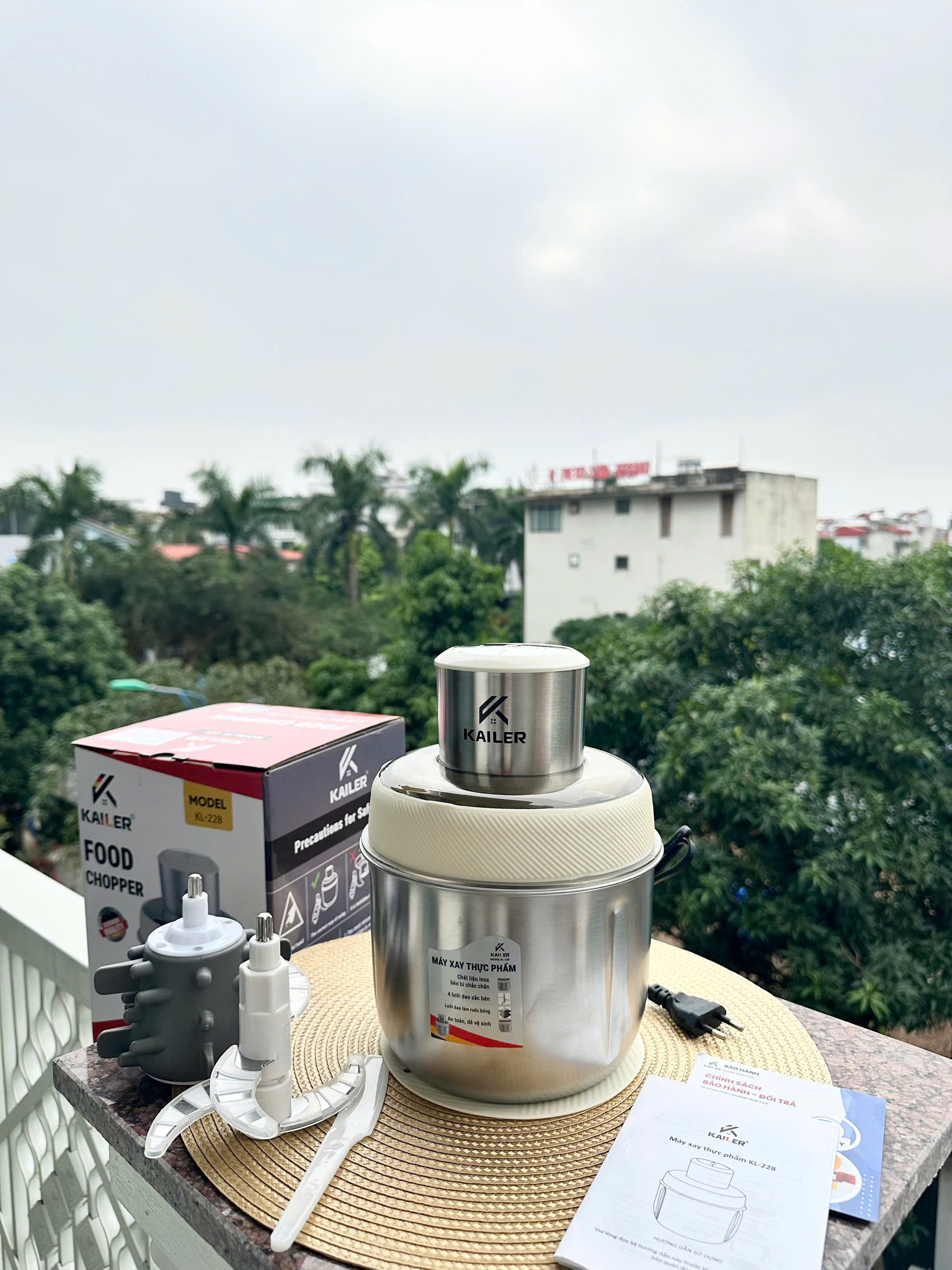 Máy xay thịt Kailer 1 cối có lõi đánh ruốc, bóc tỏi (16c/t) KL-228