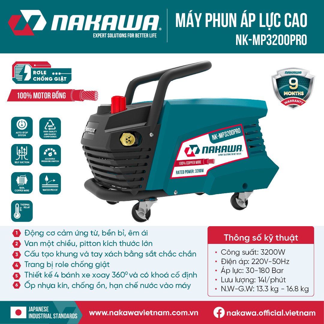 Máy rửa xe gia đình Nakawa NK-MP3200PRO