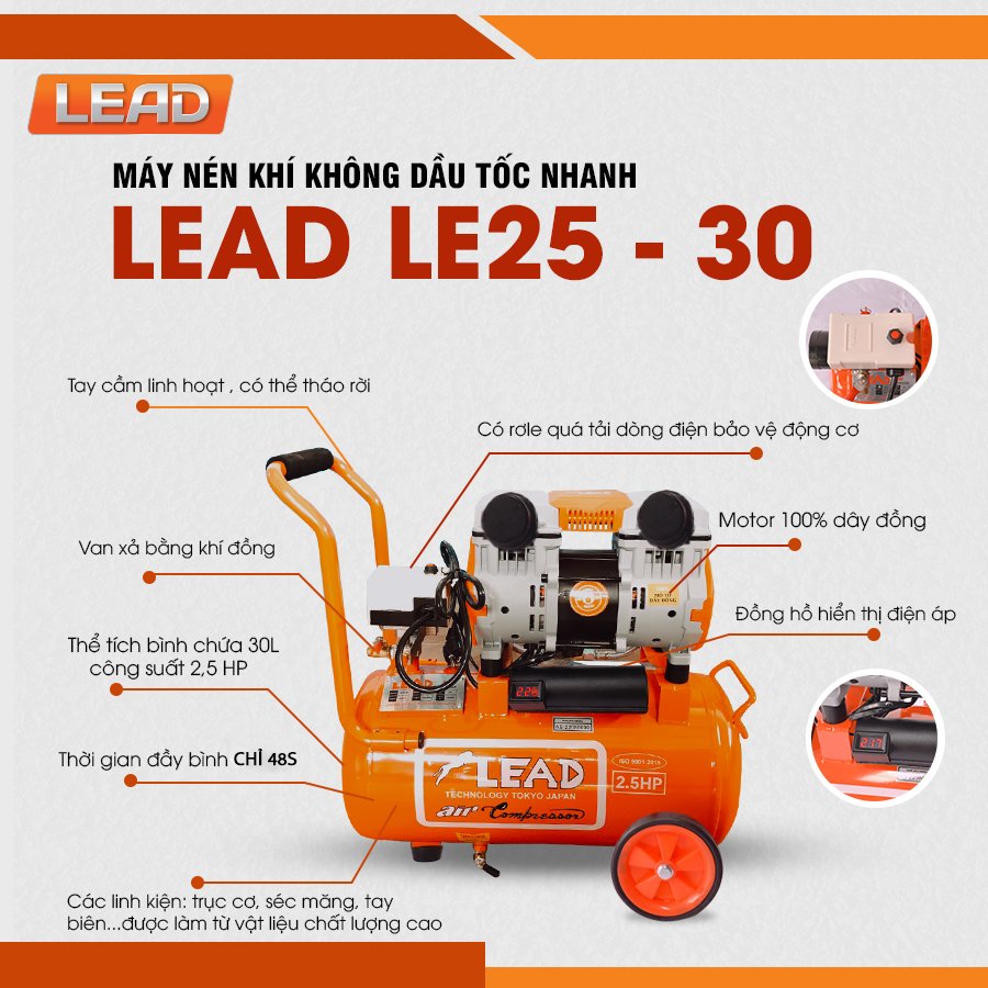 Máy nén khí không dầu LEAD LE25-30
