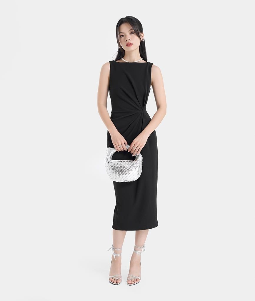 ĐẦM SÁT NÁCH XOẮN EO FORM BÚT CHÌ
