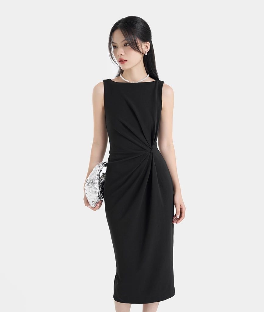 ĐẦM SÁT NÁCH XOẮN EO FORM BÚT CHÌ
