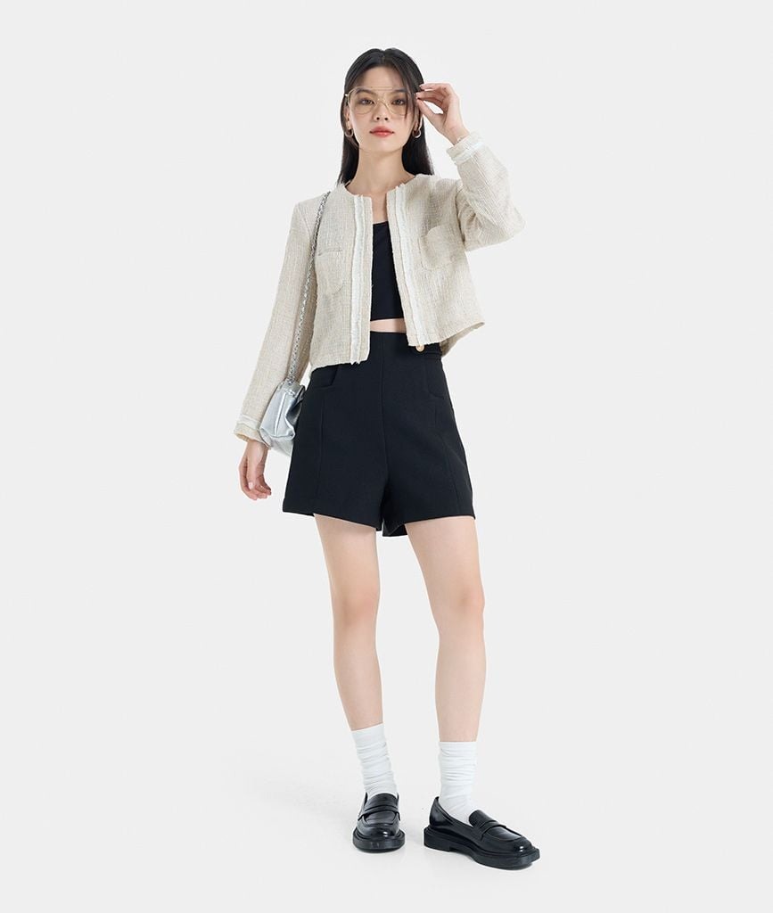 QUẦN SHORT ỐNG A PHỐI NẸP NÚT