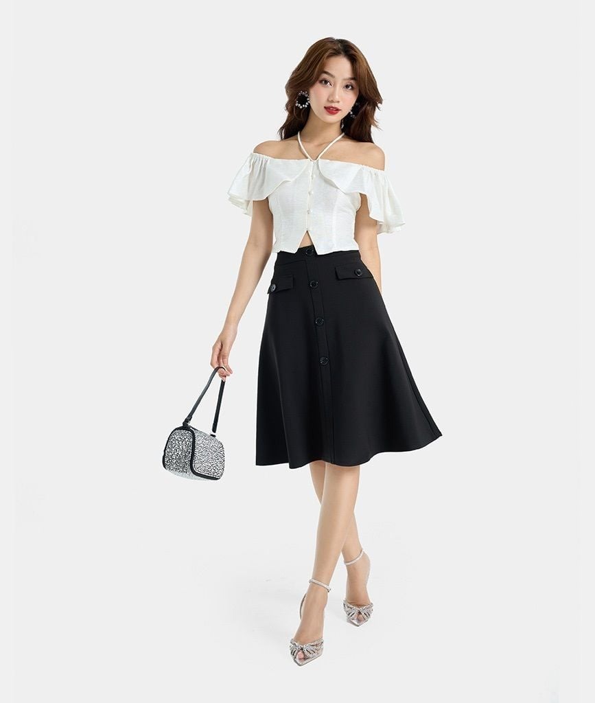 CHÂN VÁY A PHỐI NẸP