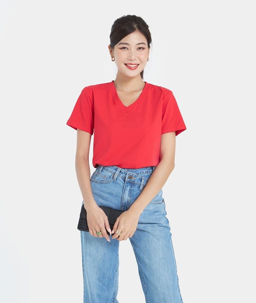 ÁO THUN TRƠN MÀU CỔ TIM FORM FIT