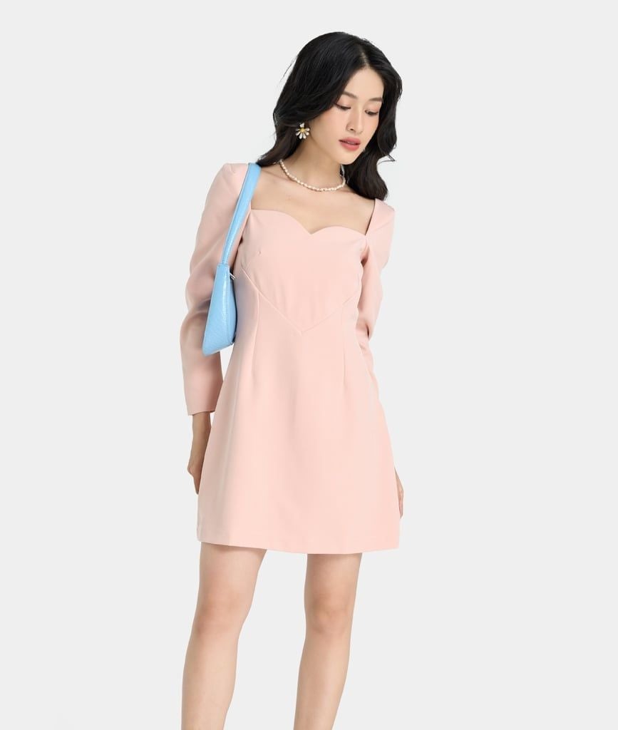 ĐẦM MINI TRÁI TIM TAY DÀI