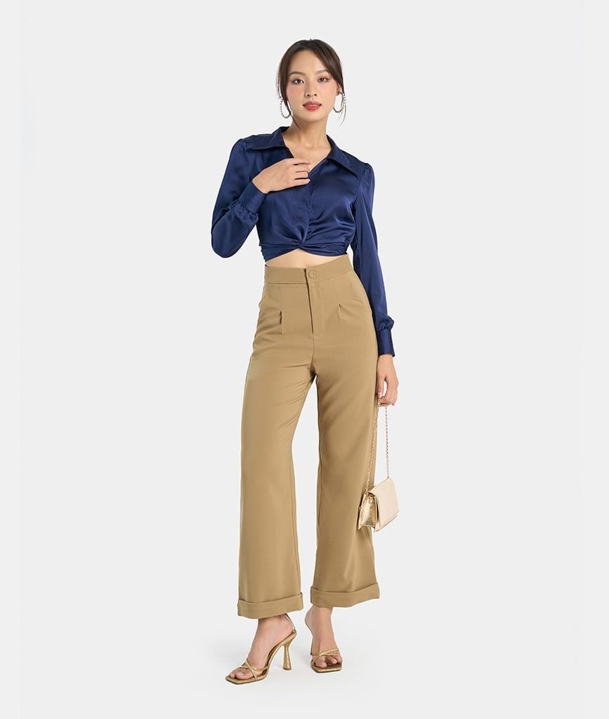 QUẦN DÀI ỐNG RỘNG GẬP GẤU