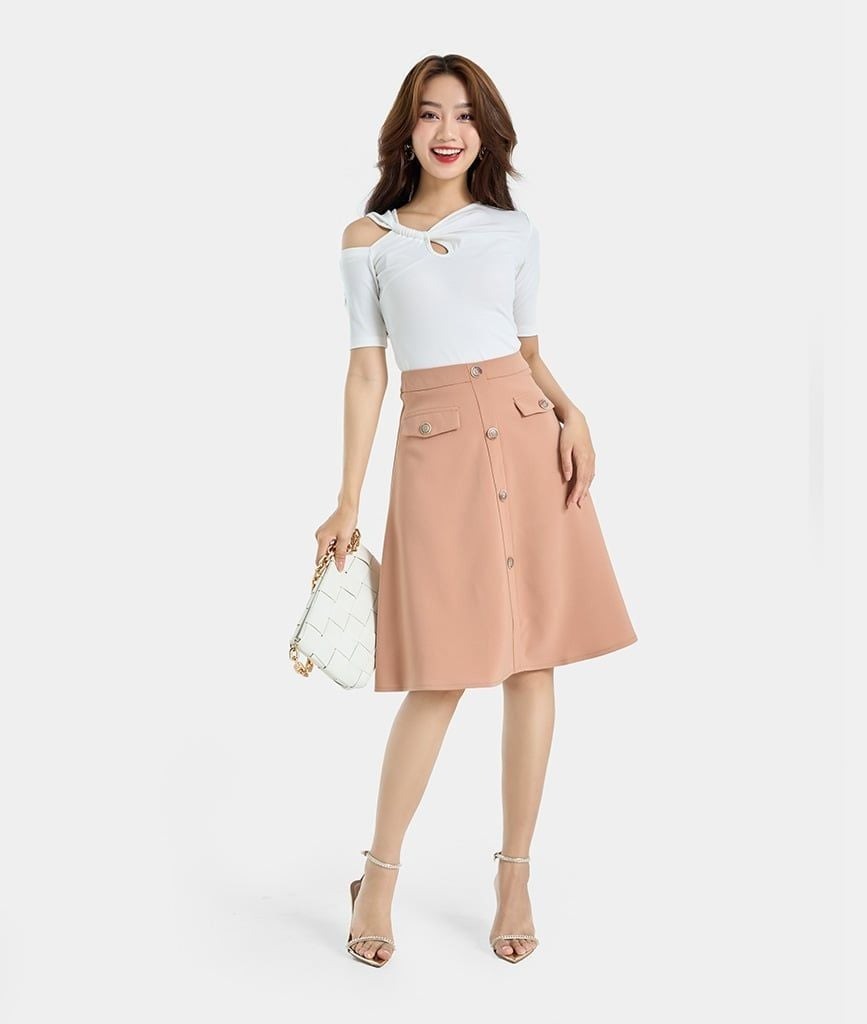 CHÂN VÁY A PHỐI NẸP
