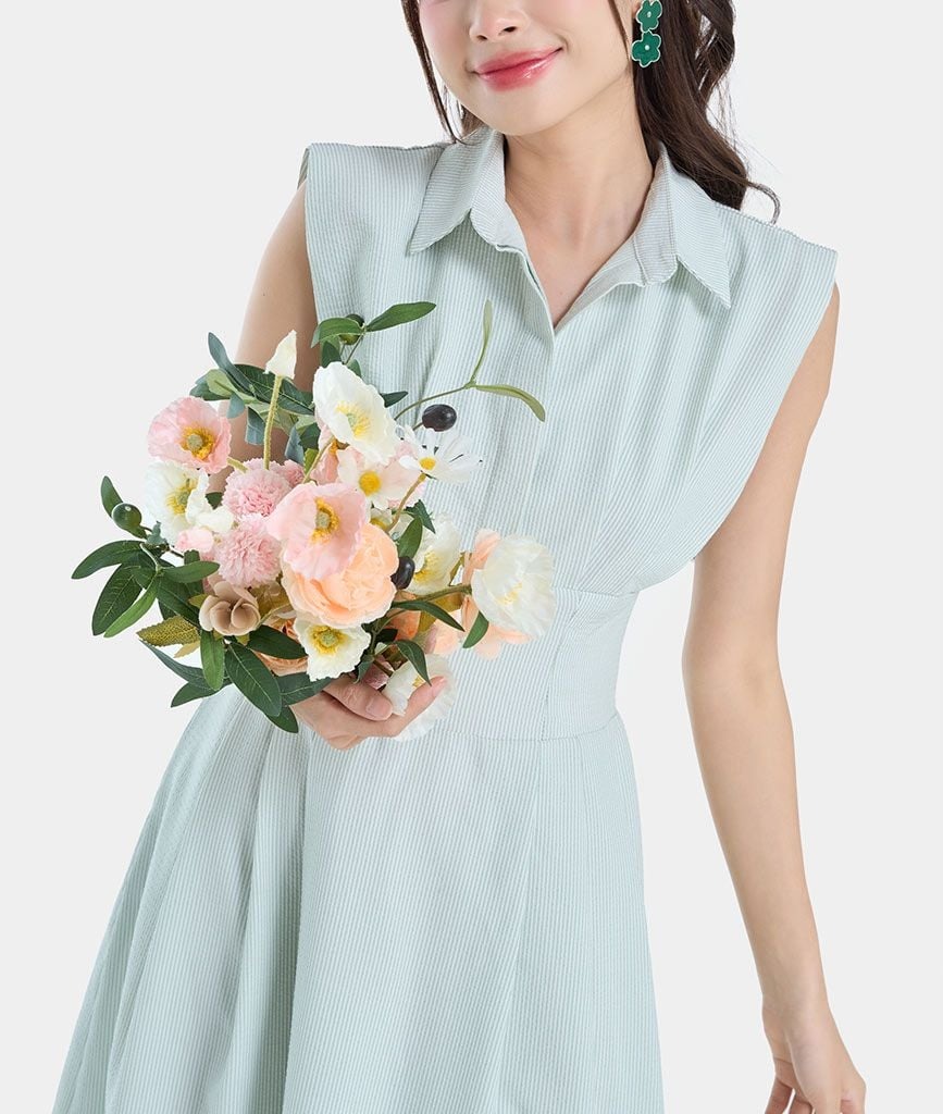 ĐẦM SƠ MI KHÔNG TAY TÙNG XẾP LY