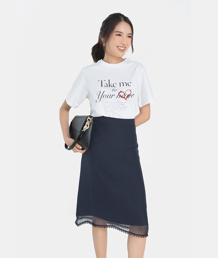 CHÂN VÁY LỬNG FORM A PHỐI VẢI VOAN
