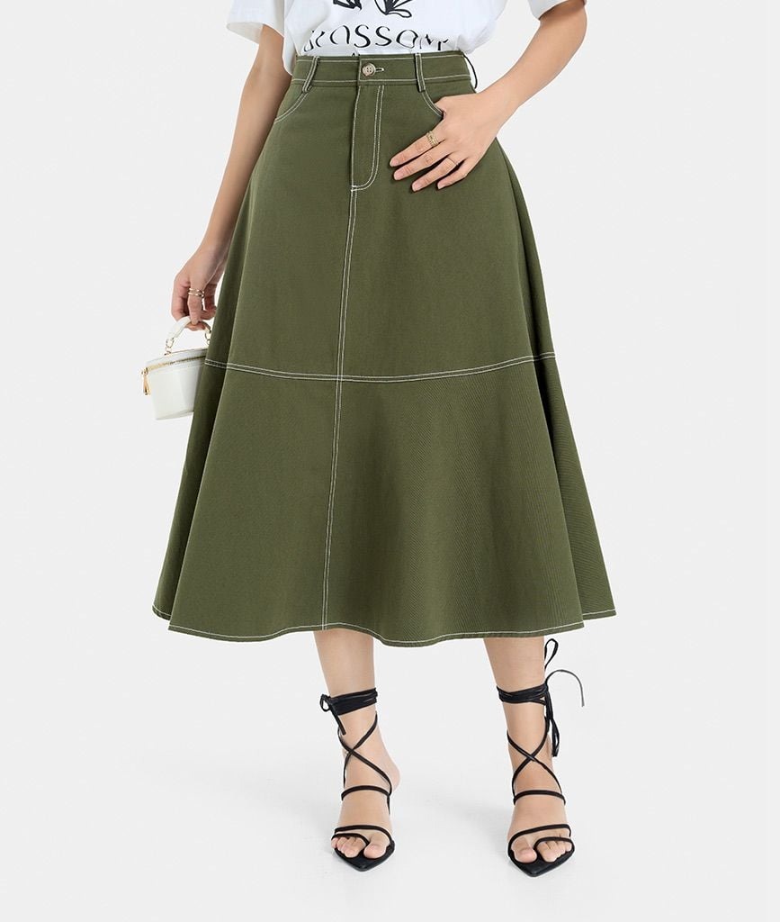 VÁY MIDI DIỄU CHỈ NỔI