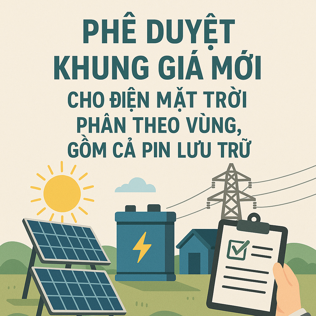 Phê Duyệt Khung Giá Mới Cho Điện Mặt Trời Phân Theo Vùng, Gồm Cả Pin Lưu Trữ
