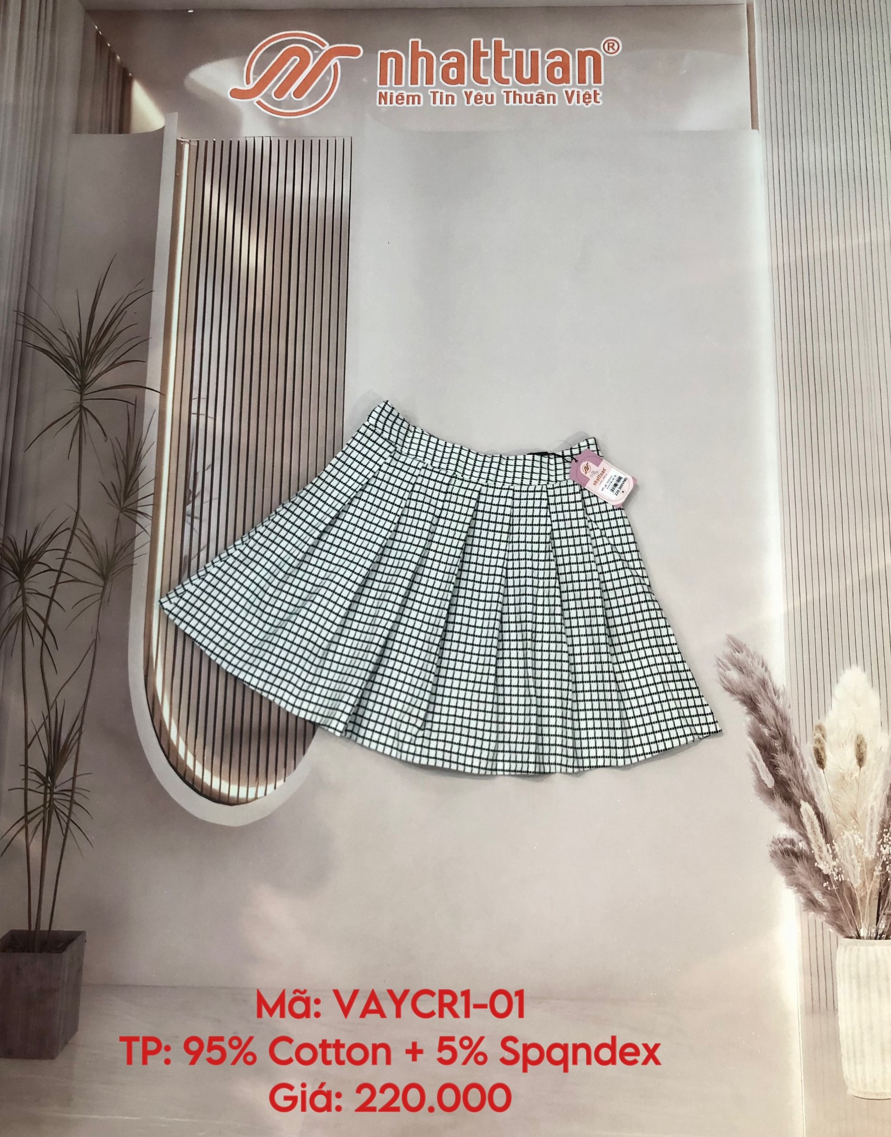 Váy nữ caro trắng đen