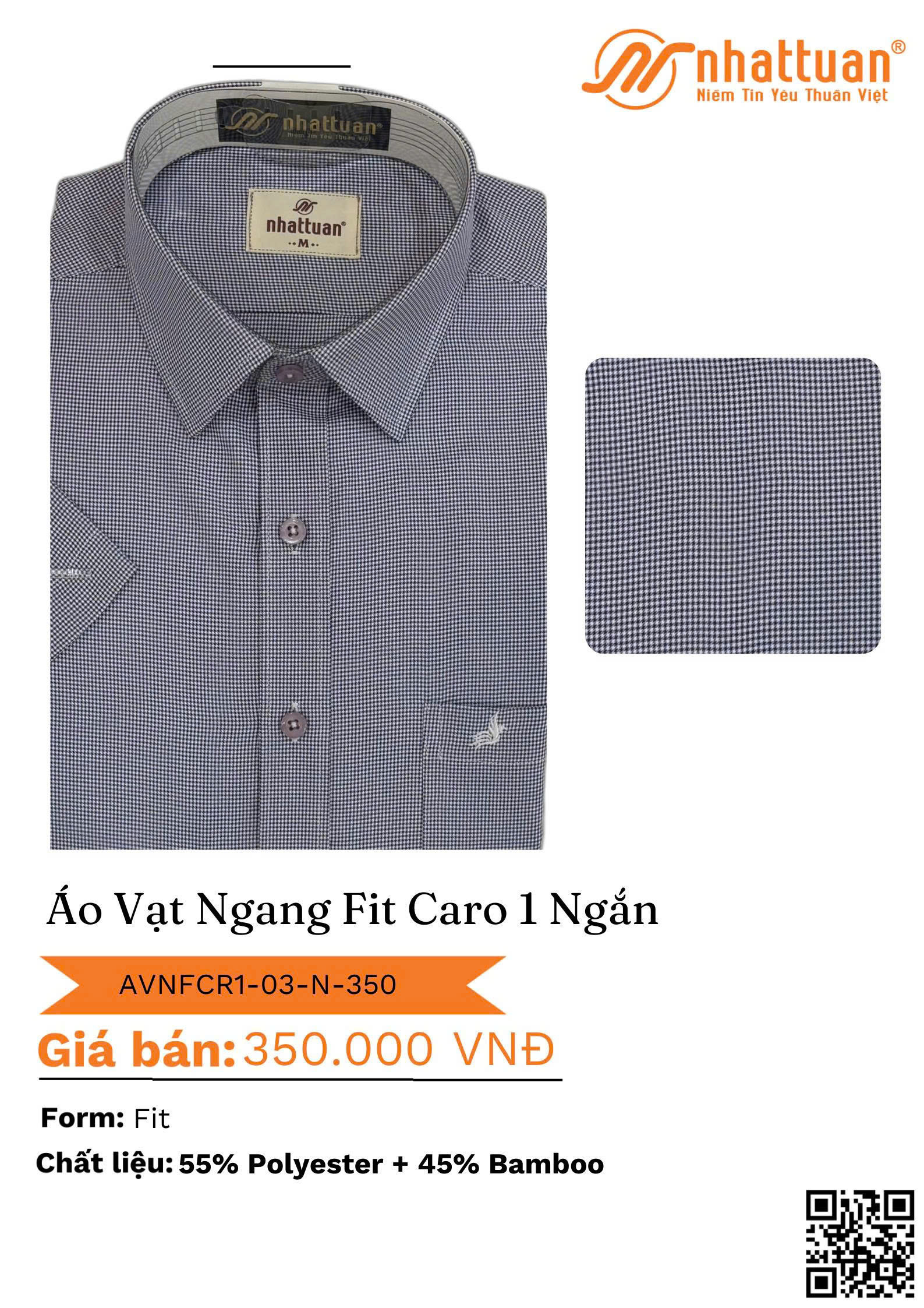 ÁO VẠT NGANG FIT CARO 1 NGẮN