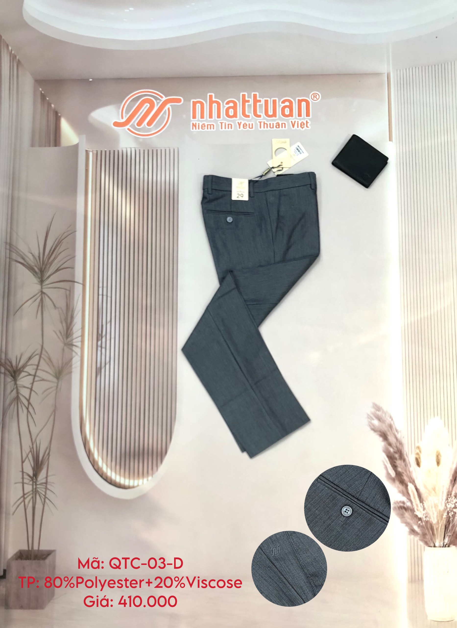 Quần tây chuẩn nam dài 410(29-37)