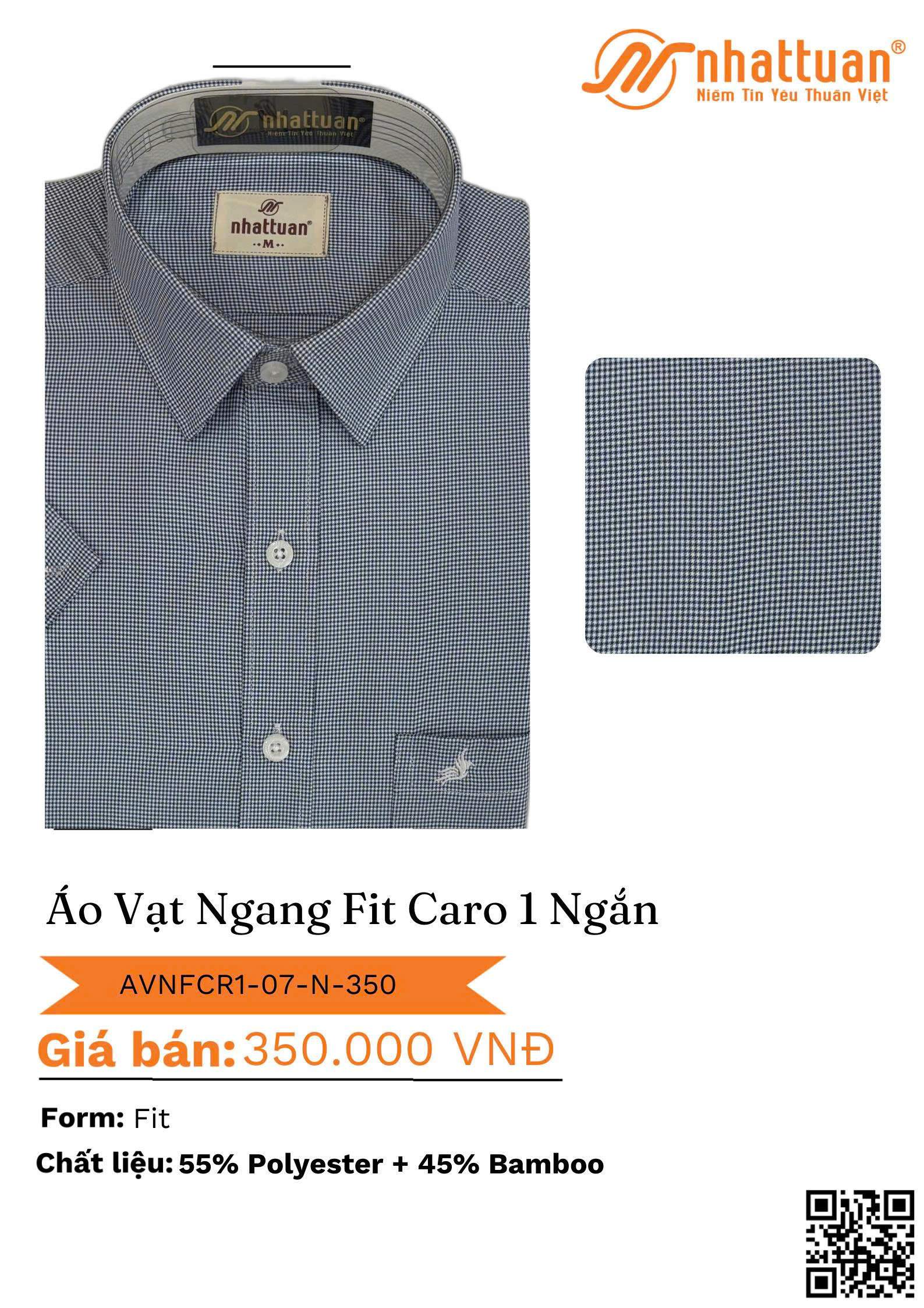 ÁO VẠT NGANG FIT CARO 1 NGẮN