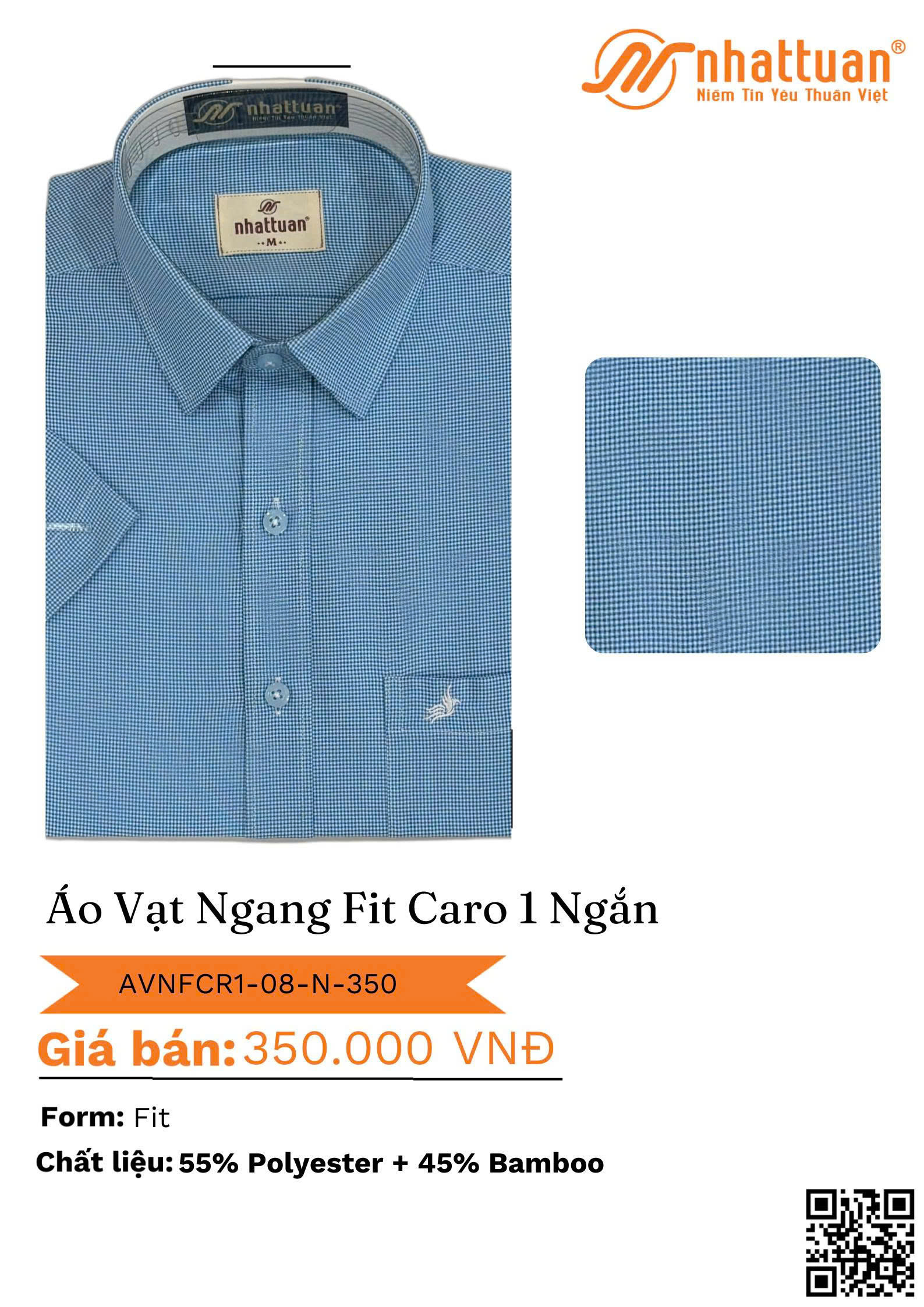 ÁO VẠT NGANG FIT CARO 1 NGẮN