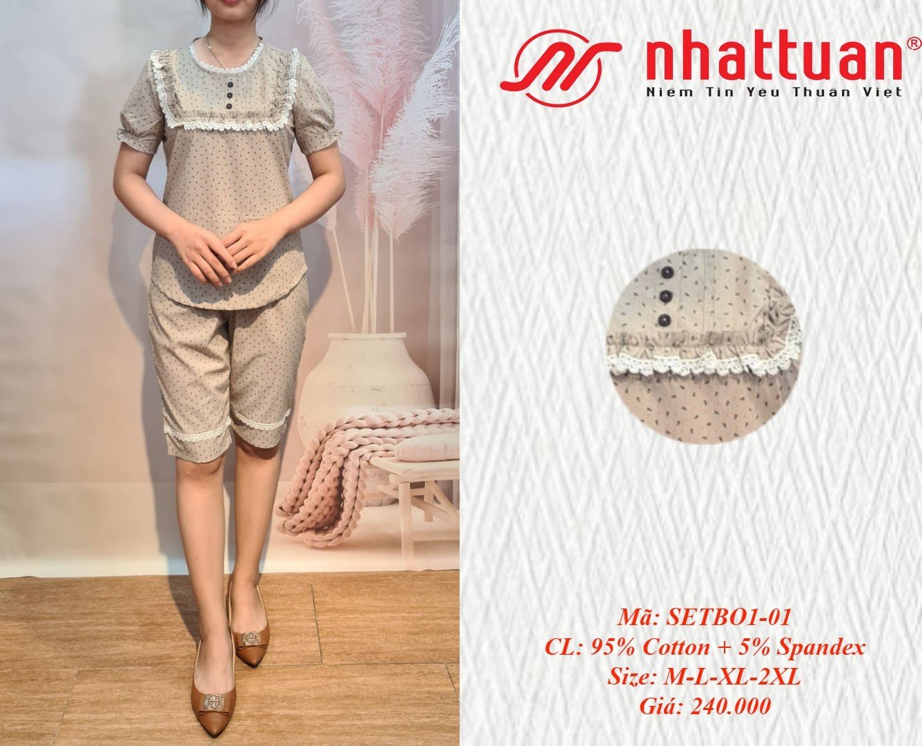 Sét bộ nữ ngắn ngủ, mặc ở nhà ( kiểu 1-240 )