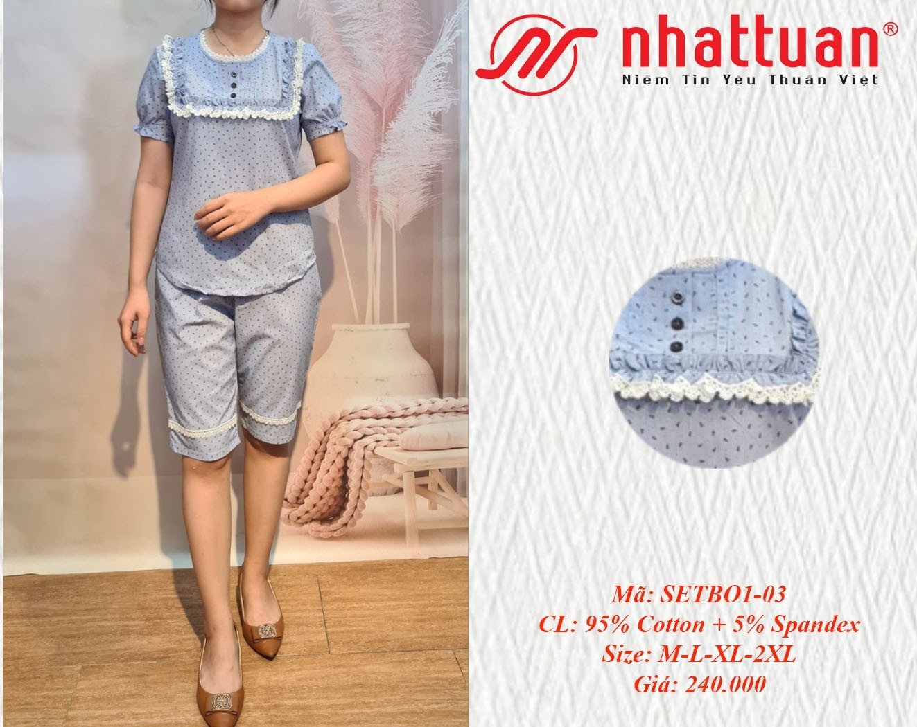 Sét bộ nữ ngắn ngủ, mặc ở nhà ( kiểu 1-240 )