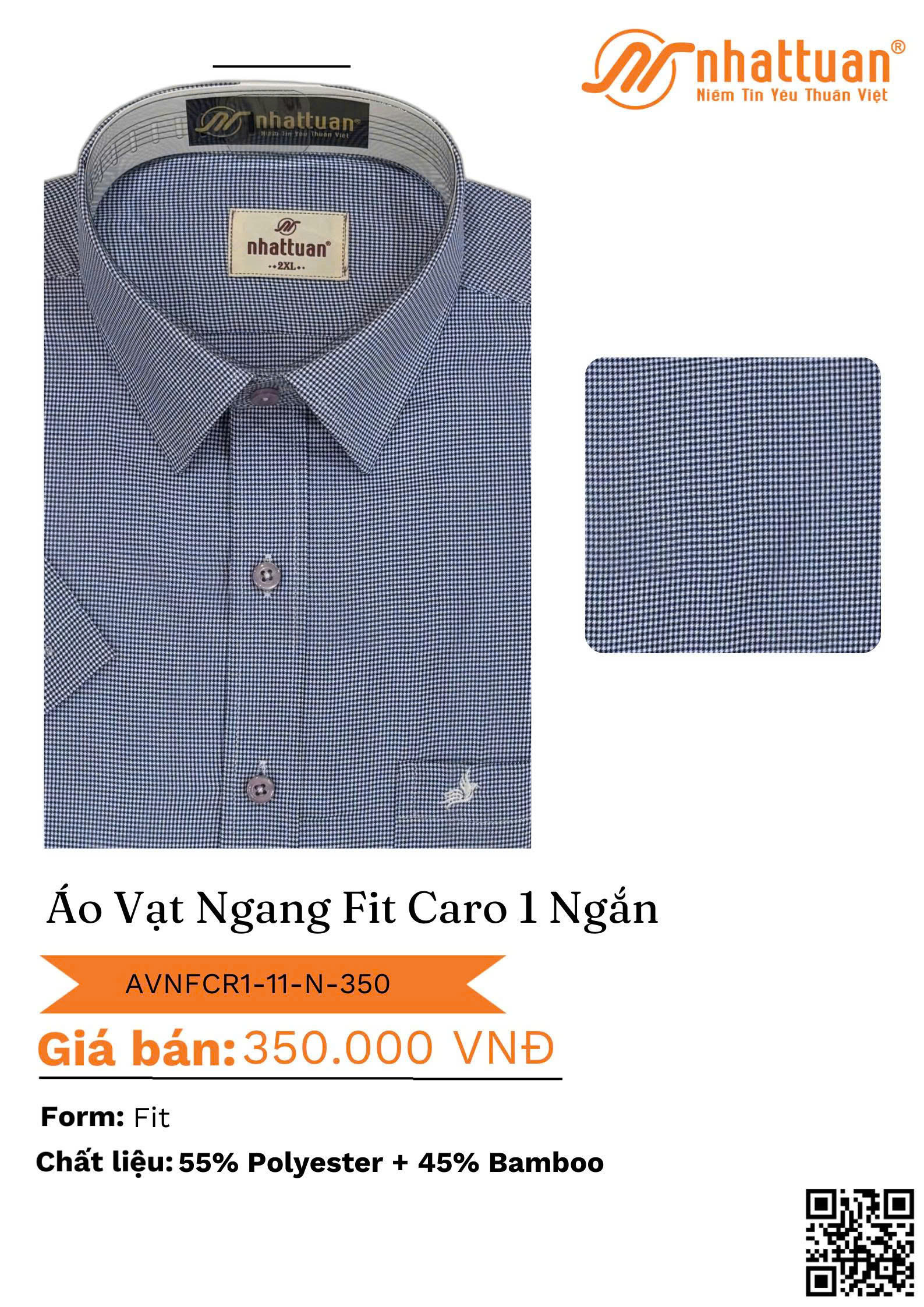 ÁO VẠT NGANG FIT CARO 1 NGẮN