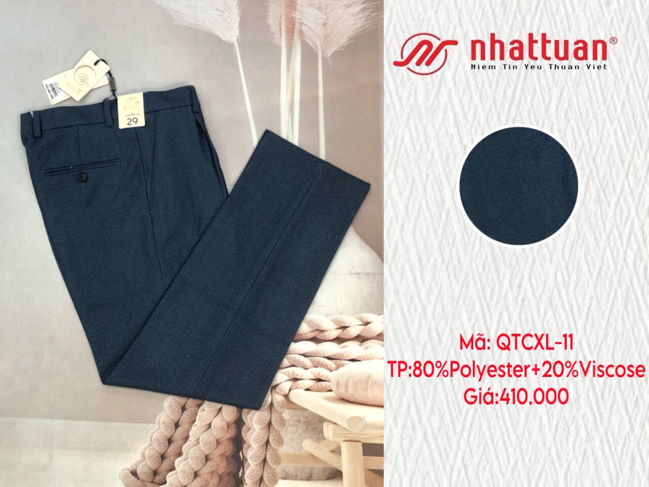 Quần tây chuẩn xếp ly nam dài 410(màu 09-10-11-12-13-14)