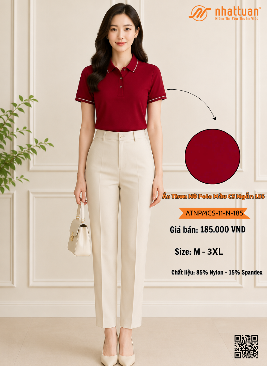 Áo Thun Nữ Polo Màu CS Ngắn 185.