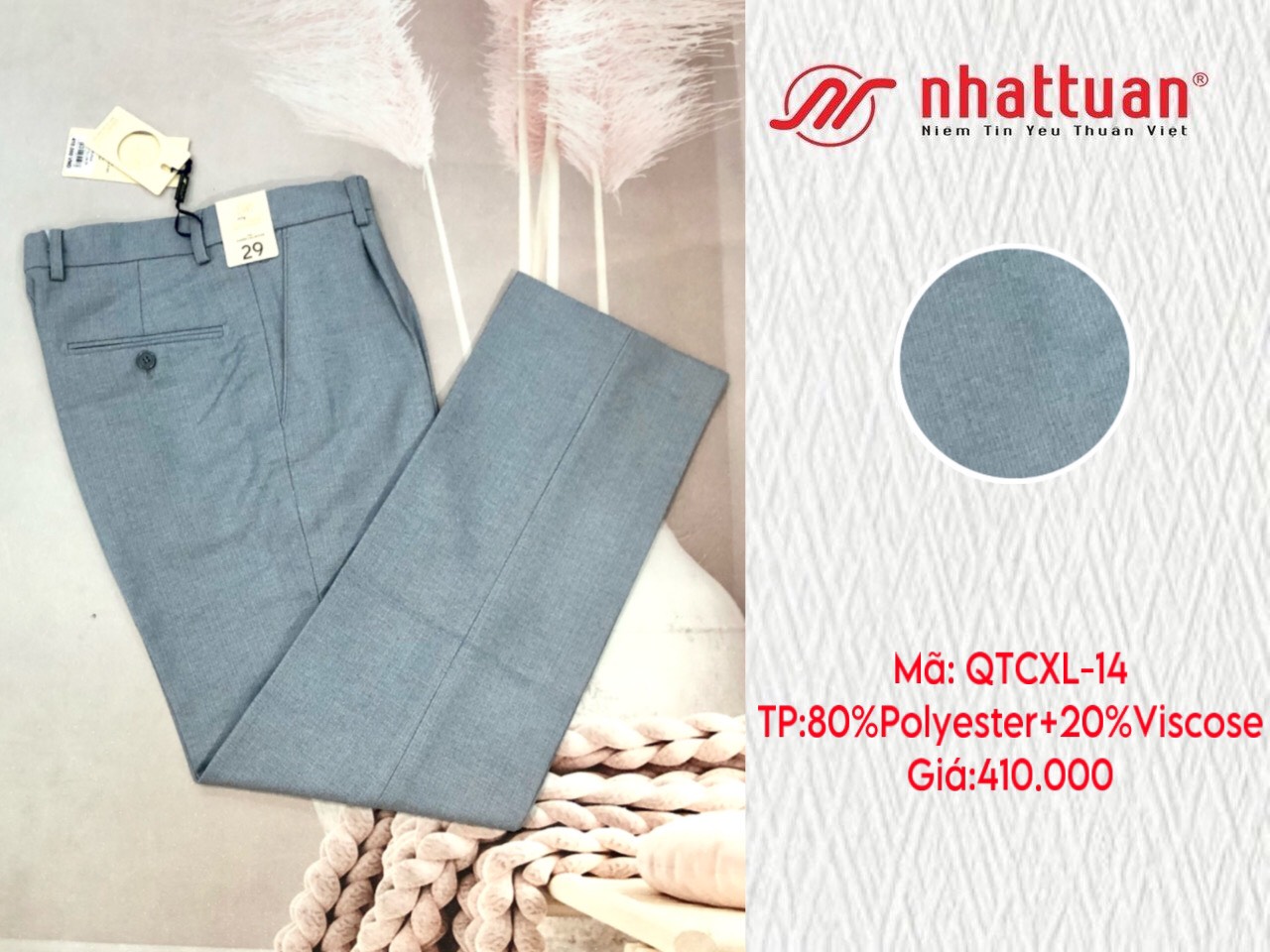 Quần tây chuẩn xếp ly nam dài 410(màu 09-10-11-12-13-14)