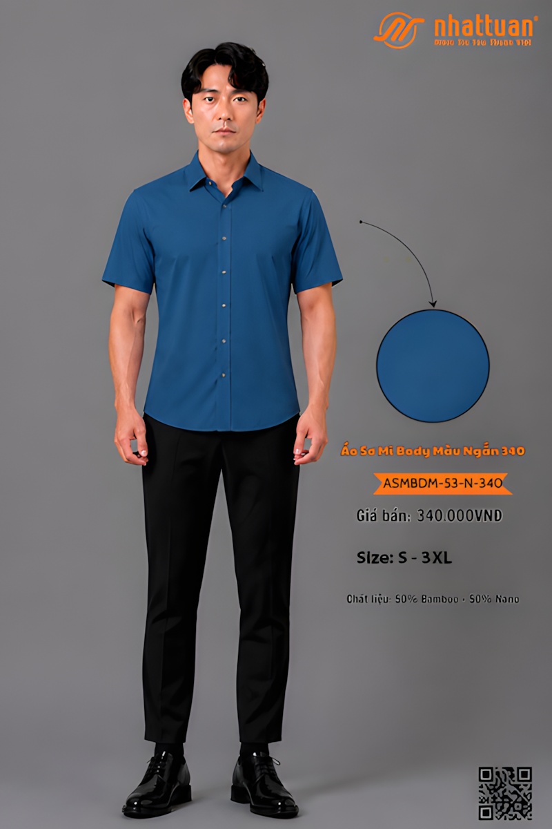 Áo Sơ Mi Body Màu Ngắn 340.