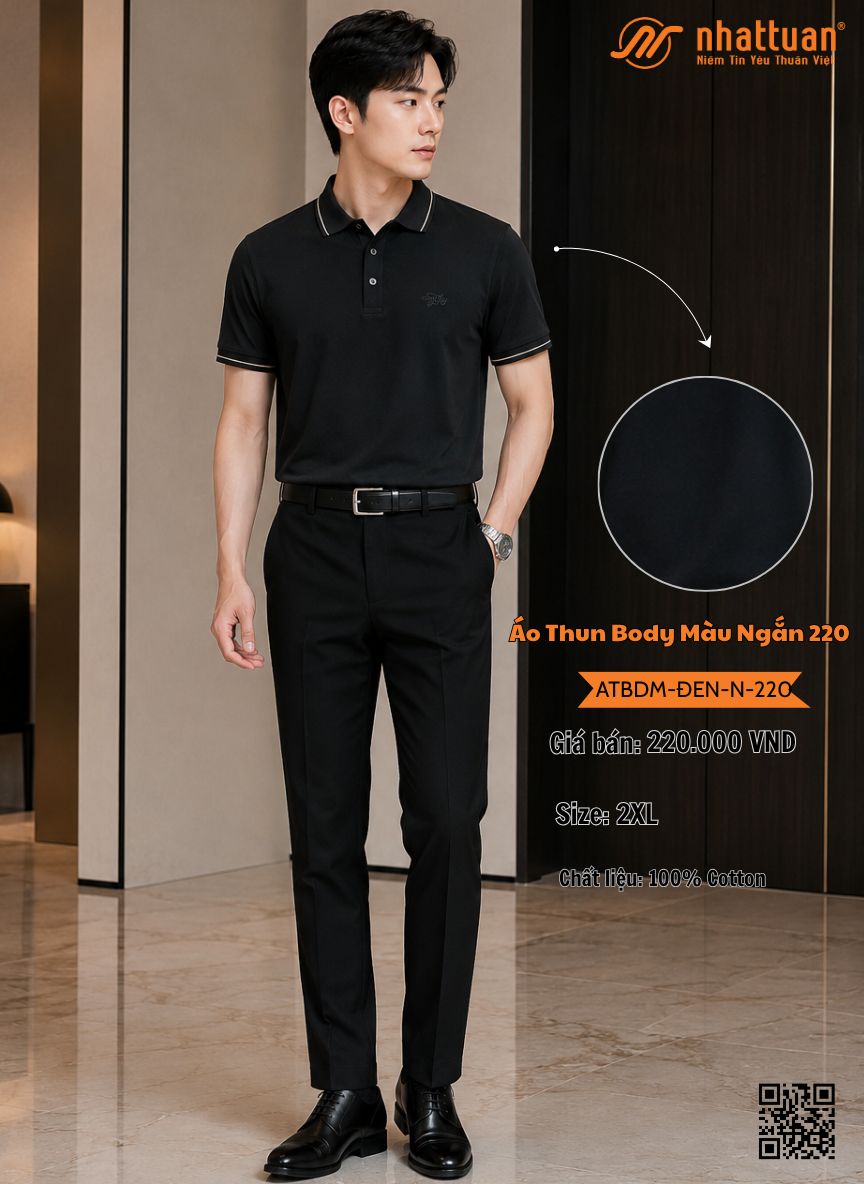 Áo Thun Body Màu* ĐEN Ngắn (220)