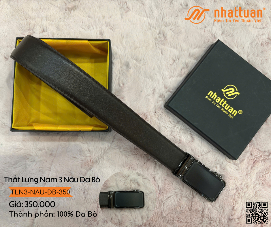 Thắt Lưng Nam 3 Nâu Da Bò 350