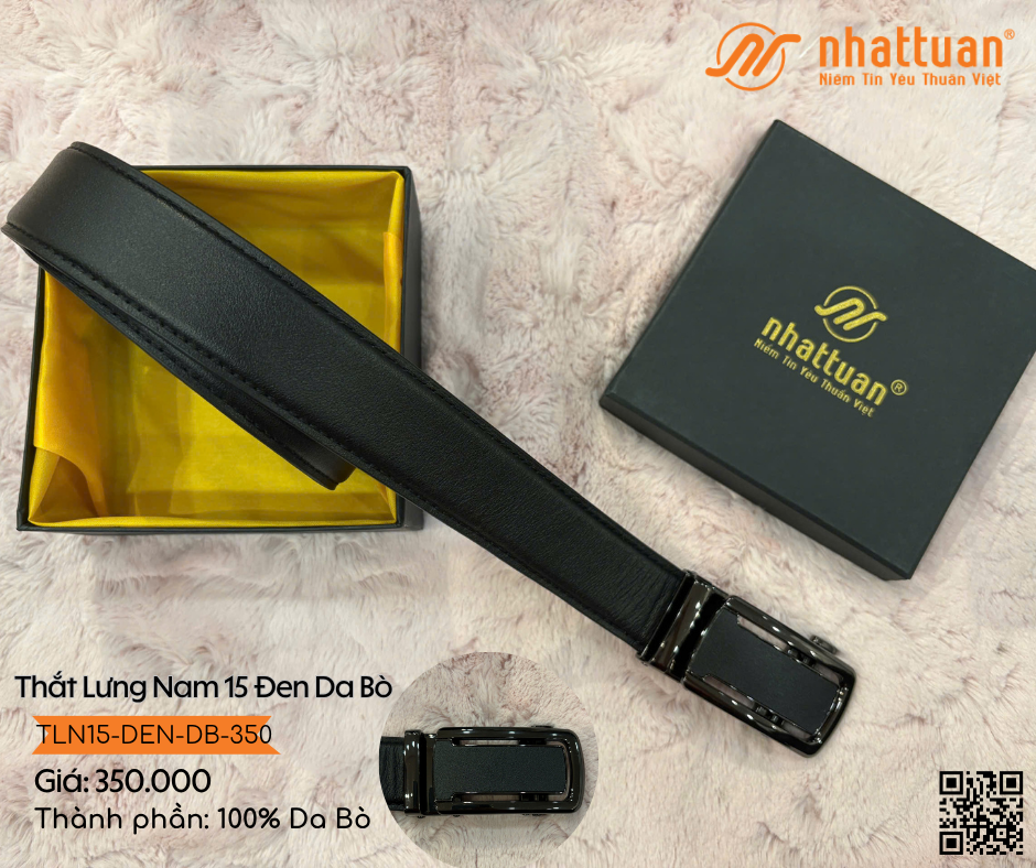 Thắt Lưng Nam 15 Đen Da Bò 350