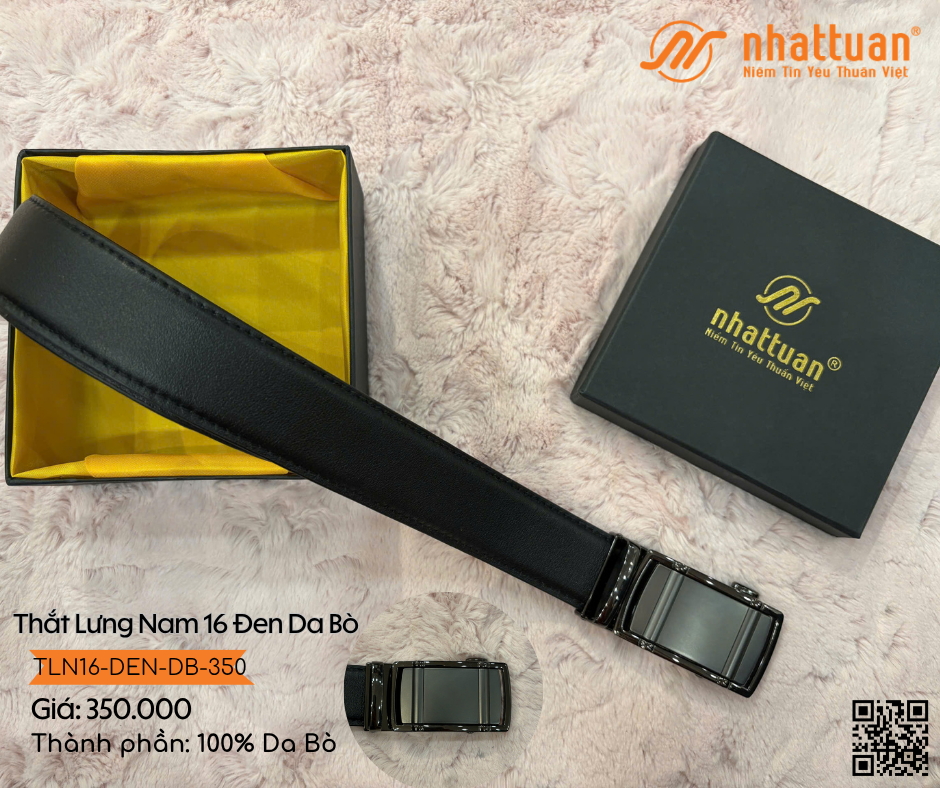 Thắt Lưng Nam 16 Đen Da Bò 350