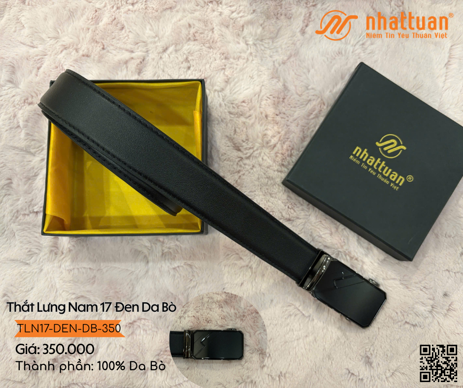 Thắt Lưng Nam 17 Đen Da Bò 350