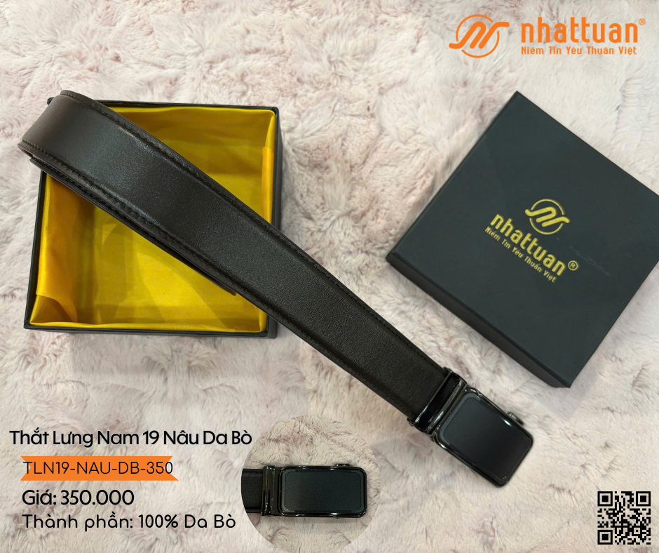 Thắt Lưng Nam 19 Nâu Da Bò 350
